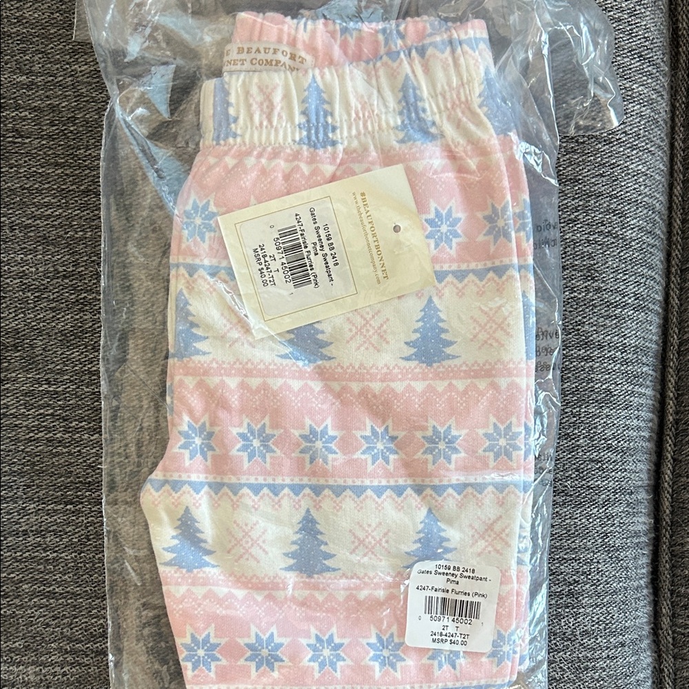 The Beaufort Bonnet Company Pink and Blue Snowflake Joggers